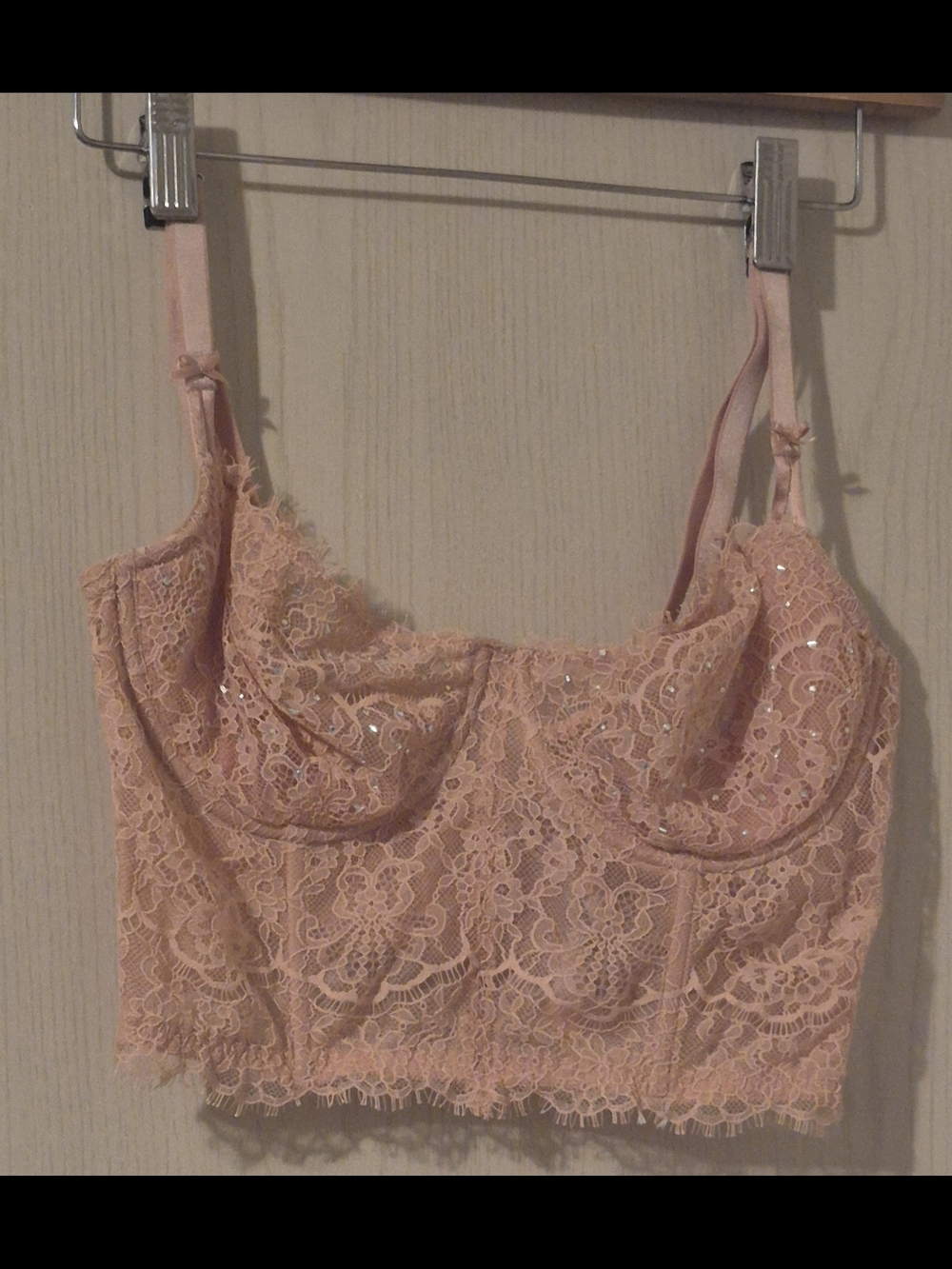 Victoria's Secret Lace Longline Bustier Bra | Women's 34D | Blush Pink
